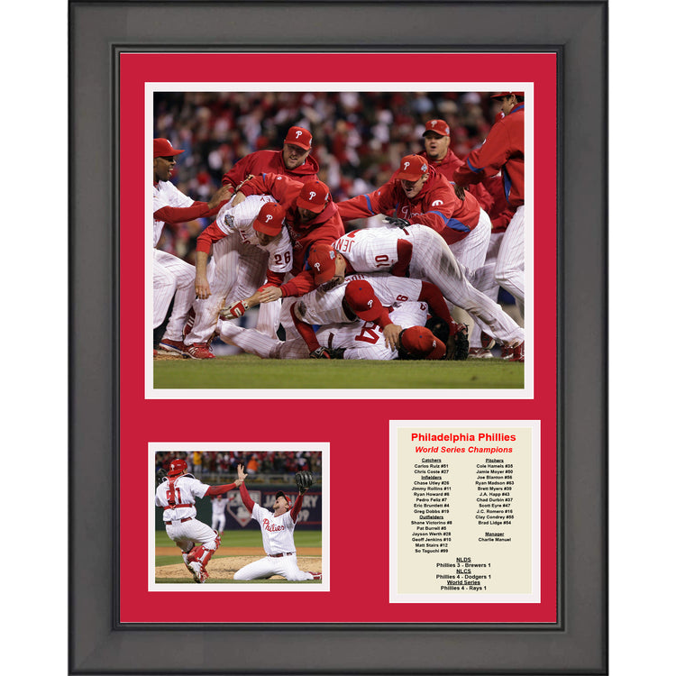 Framed Philadelphia Phillies 2008 World Series Champions 11"x14" Baseball Three Photo Collage