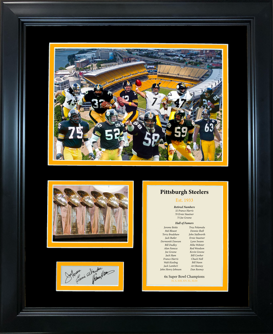 Framed Pittsburgh Steelers All-Time Greats Facsimile Laser Engraved Signature Auto 11"x14"Photo Sig Collage