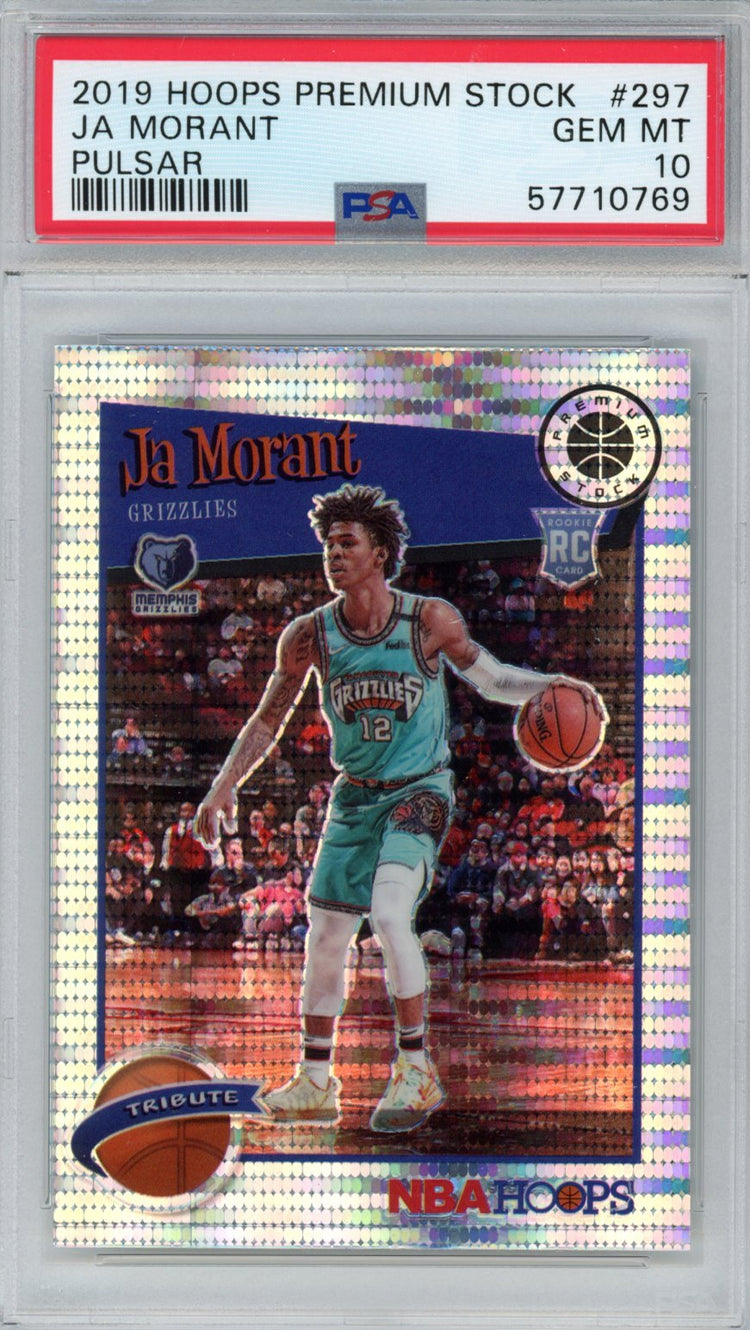 Graded 2019-20 Panini Hoops Premium Stock Ja Morant #297 Pulsar Rookie RC Basketball Card PSA 10 Gem Mint
