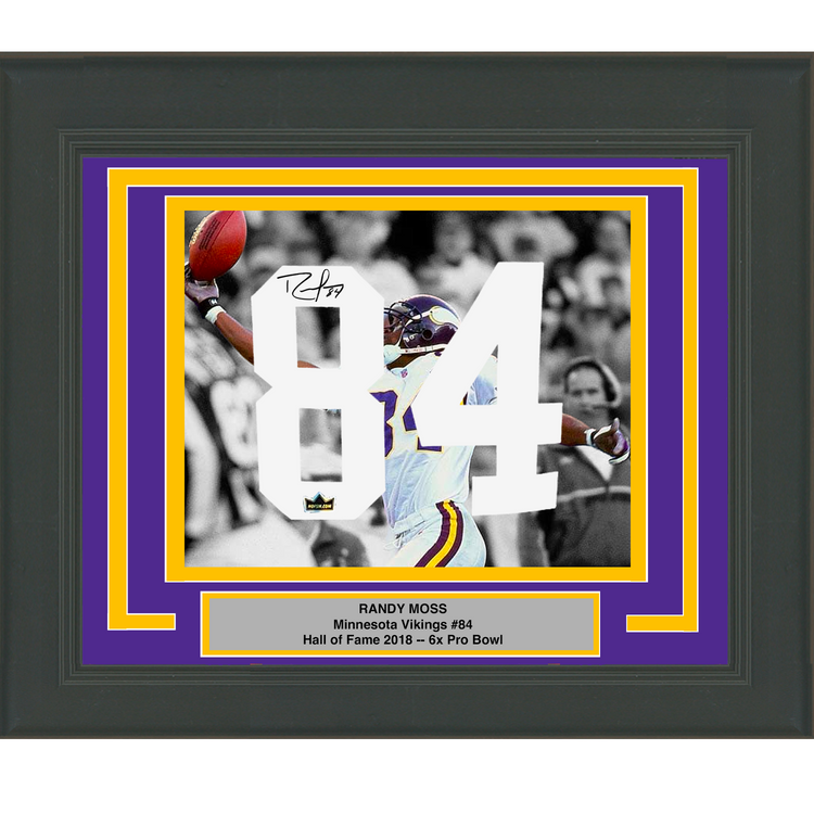 Framed Randy Moss Facsimile Autographed Jersey Number 23x21 Minnesota Vikings Reprint Laser Auto Football Photo