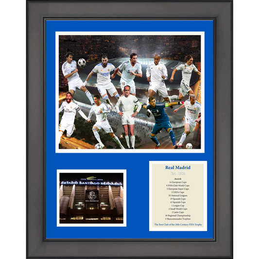 Framed Real Madrid All-Time Greats Legends 11"x14"Futbol Soccer Three Photo Collage