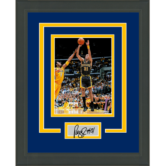 Framed Reggie Miller Facsimile Laser Engraved Signature Auto Indiana Pacers 11x14 Basketball Photo