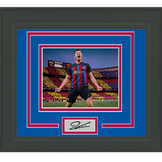 Framed Robert Lewandowski Facsimile Laser Engraved Signature Auto Barcelona 11x14 Soccer Futbol Photo