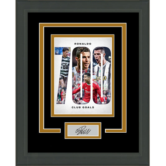 Framed Cristiano Ronaldo 700 Club Goals Facsimile Laser Engraved Signature Auto 11x14 Soccer Photo