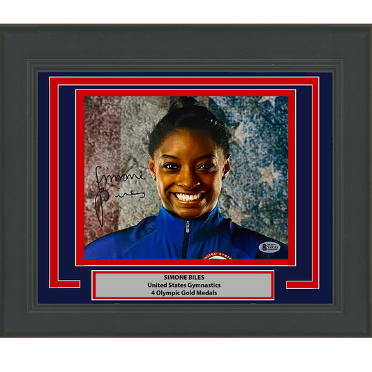 Framed Autographed/Signed Simone Biles Olympic Gymnast 8x10 Gymnastics Photo Beckett BAS COA #13