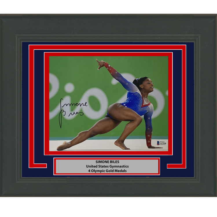 Framed Autographed/Signed Simone Biles Olympic Gymnast 8x10 Gymnastics Photo Beckett BAS COA #9
