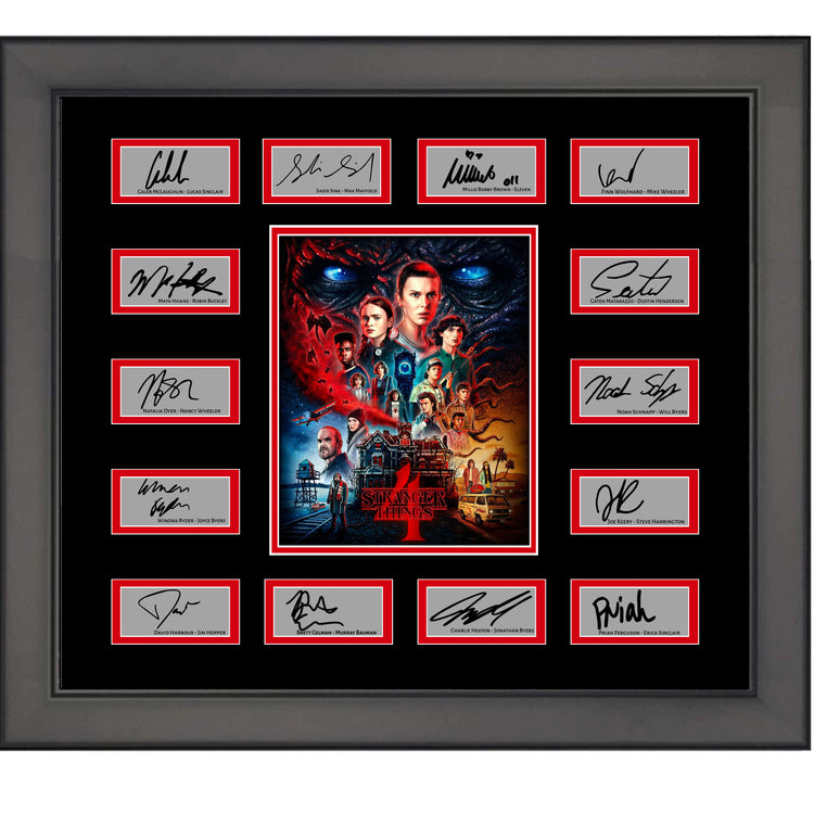 Framed Stranger Things Season 4 14x Facsimile Cast Signed Laser Engraved Autographs Photo 21x24 Professionally Matted