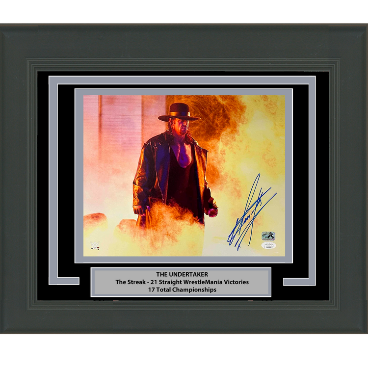 Framed Autographed/Signed The Undertaker 11x14 WWE WWF Wrestling Photo JSA COA #2