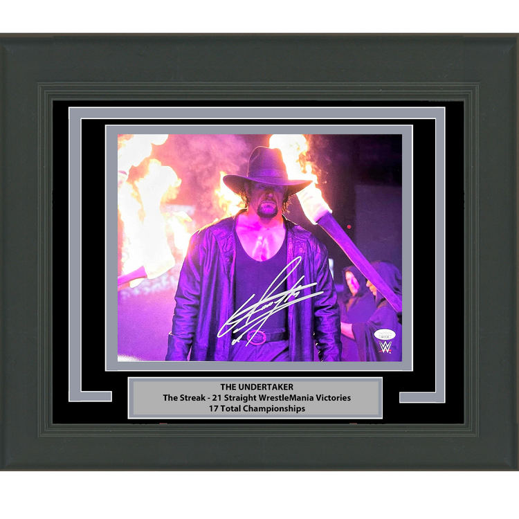 Framed Autographed/Signed The Undertaker 11x14 WWE WWF Wrestling Photo JSA COA #1