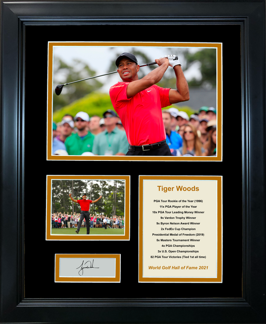 Framed Tiger Woods Hall of Fame Facsimile Laser Engraved Signature Auto PGA Golf 11"x14" Photo Sig Collage