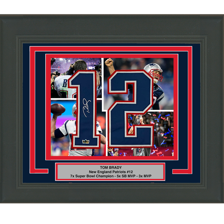 Framed Tom Brady Facsimile Autographed Jersey Number 23x21 New England Patriots Reprint Laser Auto Football Photo