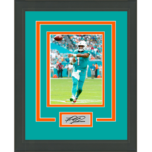 Framed Tua Tagovailoa Facsimile Laser Engraved Signature Auto Miami Dolphins 11x14 Football Photo