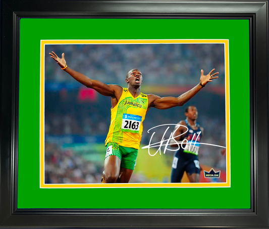 Framed Usain Bolt 200-Meter World Record Jamaica Olympics Facsimile Laser Engraved Signature Auto 11"x14" Photo HOFSM Holo