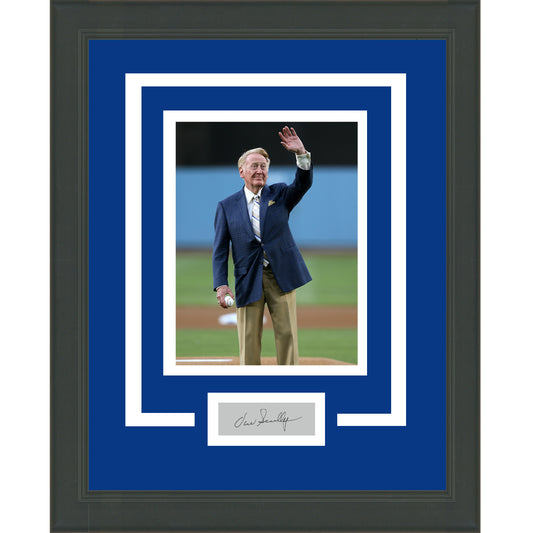 Framed Vin Scully Facsimile Laser Engraved Signature Auto Los Angeles Dodgers 11x14 Baseball Photo