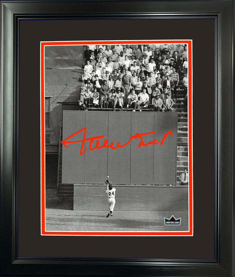 Framed Willie Mays  Greatest Catch  1954 World Series San Francisco Giants Facsimile Laser Engraved Signature Auto 11"x14" Baseball Photo HOFSM Holo