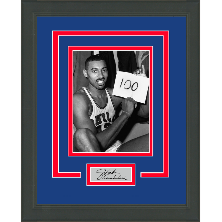 Framed Wilt Chamberlain Facsimile Laser Engraved Signature Auto Philadelphia 76ers 11x14 Basketball Photo