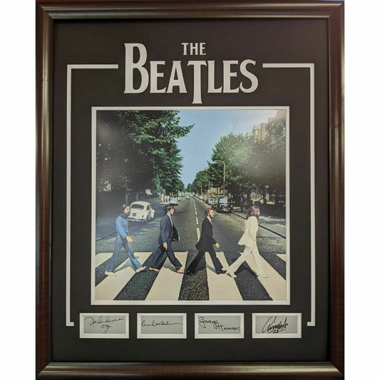 Framed The Beatles Laser Engraved Facsimile Autographs Abbey Road Album Photo Professionally Matted