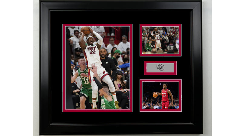 Framed Jimmy Butler Miami Heat Facsimile Laser Engraved Signature Basketball 14x11 3 Photo Collage