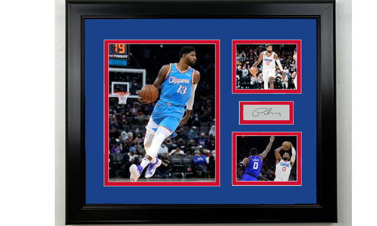 Framed Paul George Los Angeles Clippers Facsimile Laser Engraved Signature Basketball 14x11 3 Photo Collage