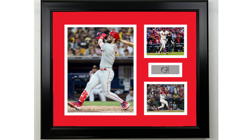 Framed Bryce Harper Philadelphia Phillies Facsimile Laser Engraved Signature Baseball 14x11 3 Photo Collage