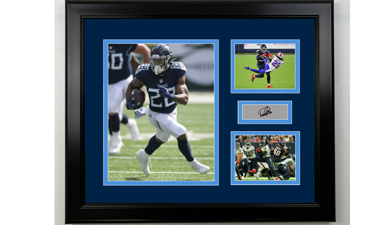 Framed Derrick Henry Tennessee Titans Facsimile Laser Engraved Signature Football 14x11 3 Photo Collage