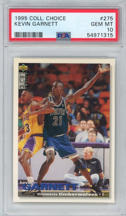 Graded 1995-96 Upper Deck UD Collector's Choice Kevin Garnett #275 Rookie RC Basketball Card PSA 10 Gem Mint