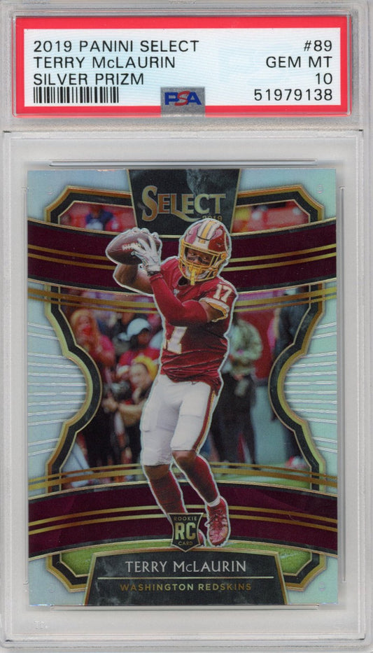Graded 2019 Panini Select Terry McLaurin #89 Silver Prizm Rookie RC Football Card PSA 10 Gem Mint
