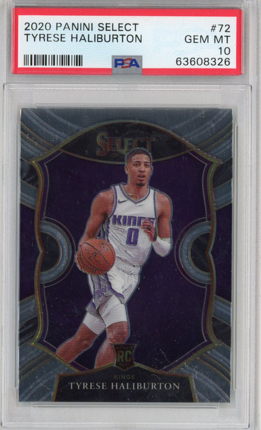 Graded 2020-21 Panini Select Tyrese Haliburton #72 Concourse Rookie RC Basketball Card PSA 10 Gem Mint