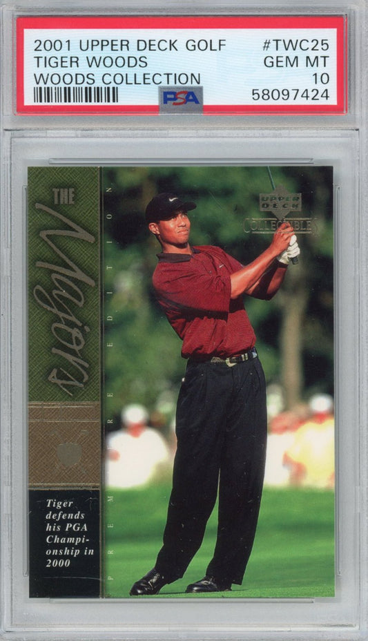 Graded 2001 Upper Deck UD Golf Tiger Woods #TWC25 Collection Rookie RC Golf Card PSA 10 Gem Mint