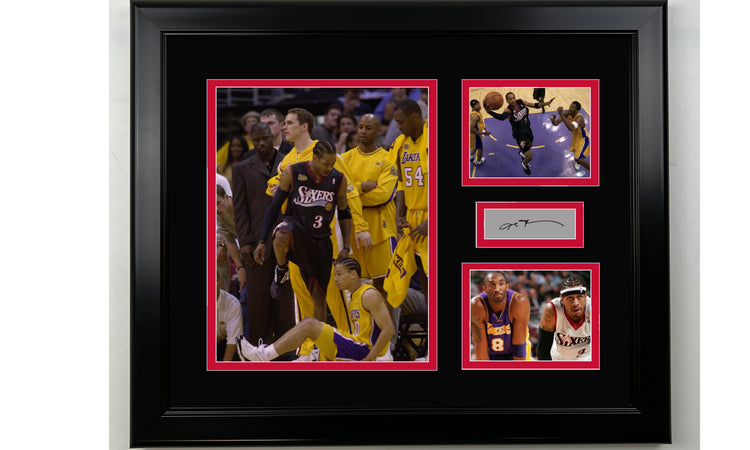 Framed Allen Iverson Philadelphia 76ers Facsimile Laser Engraved Signature Basketball 14x11 3 Photo Collage