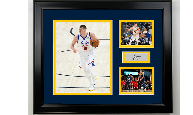 Framed Nikola Jokic Denver Nuggets Facsimile Laser Engraved Signature Basketball 14x11 3 Photo Collage