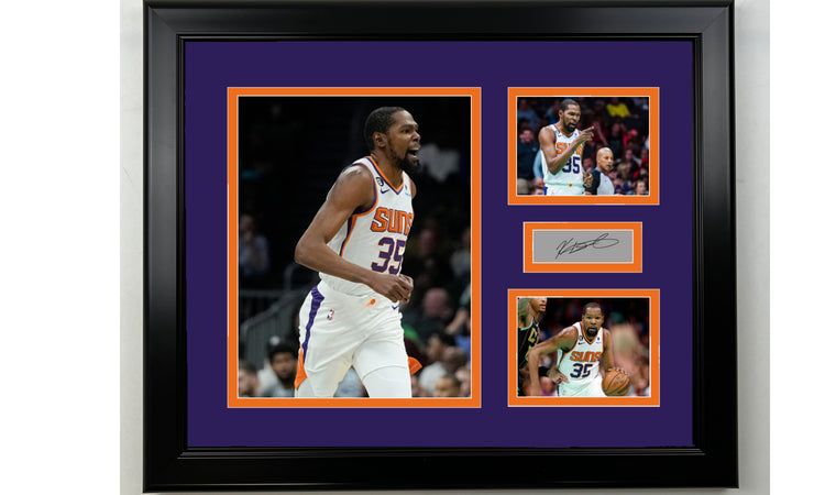 Framed Kevin Durant Phoenix Suns Facsimile Laser Engraved Signature Basketball 14x11 3 Photo Collage
