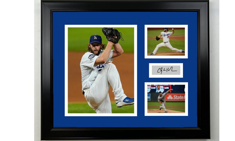 Framed Clayton Kershaw Los Angeles Dodgers Facsimile Laser Engraved Signature Baseball 14x11 3 Photo Collage