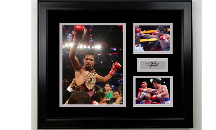 Framed Manny Pacquiao Boxing Facsimile Laser Engraved Signature 14x11 3 Photo Collage