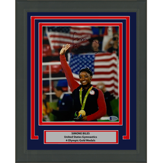 Framed Autographed/Signed Simone Biles Olympic Gymnast 8x10 Gymnastics Photo Beckett BAS COA #10