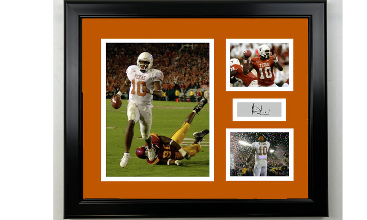 Framed Vince Young Texas Longhorns Facsimile Laser Engraved Signature Football 14x11 3 Photo Collage